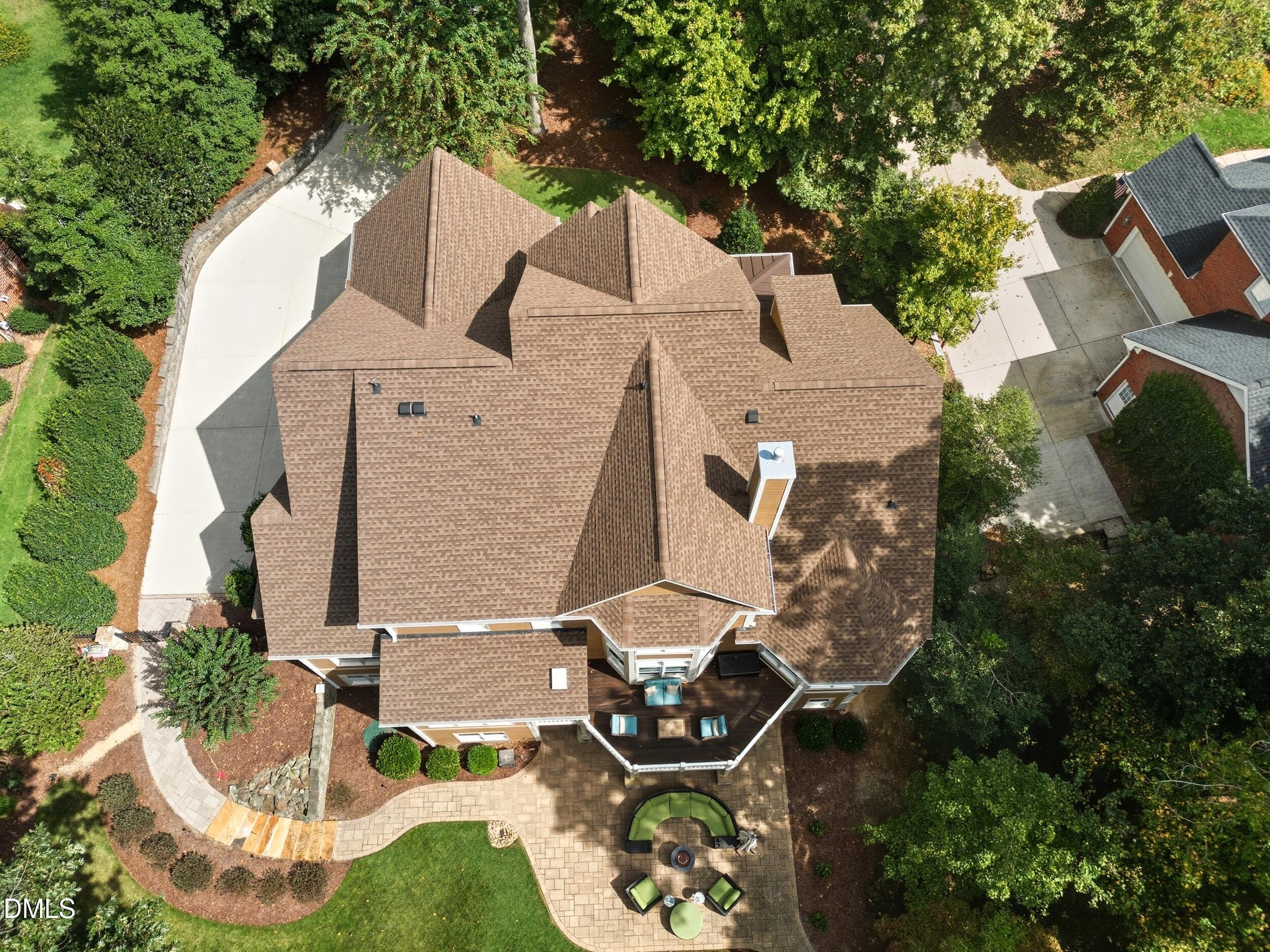 417 The Preserve Trail Chapel Hill, NC 27517 - Photo 75 of 83 an aerial view of a house with garden space and trees