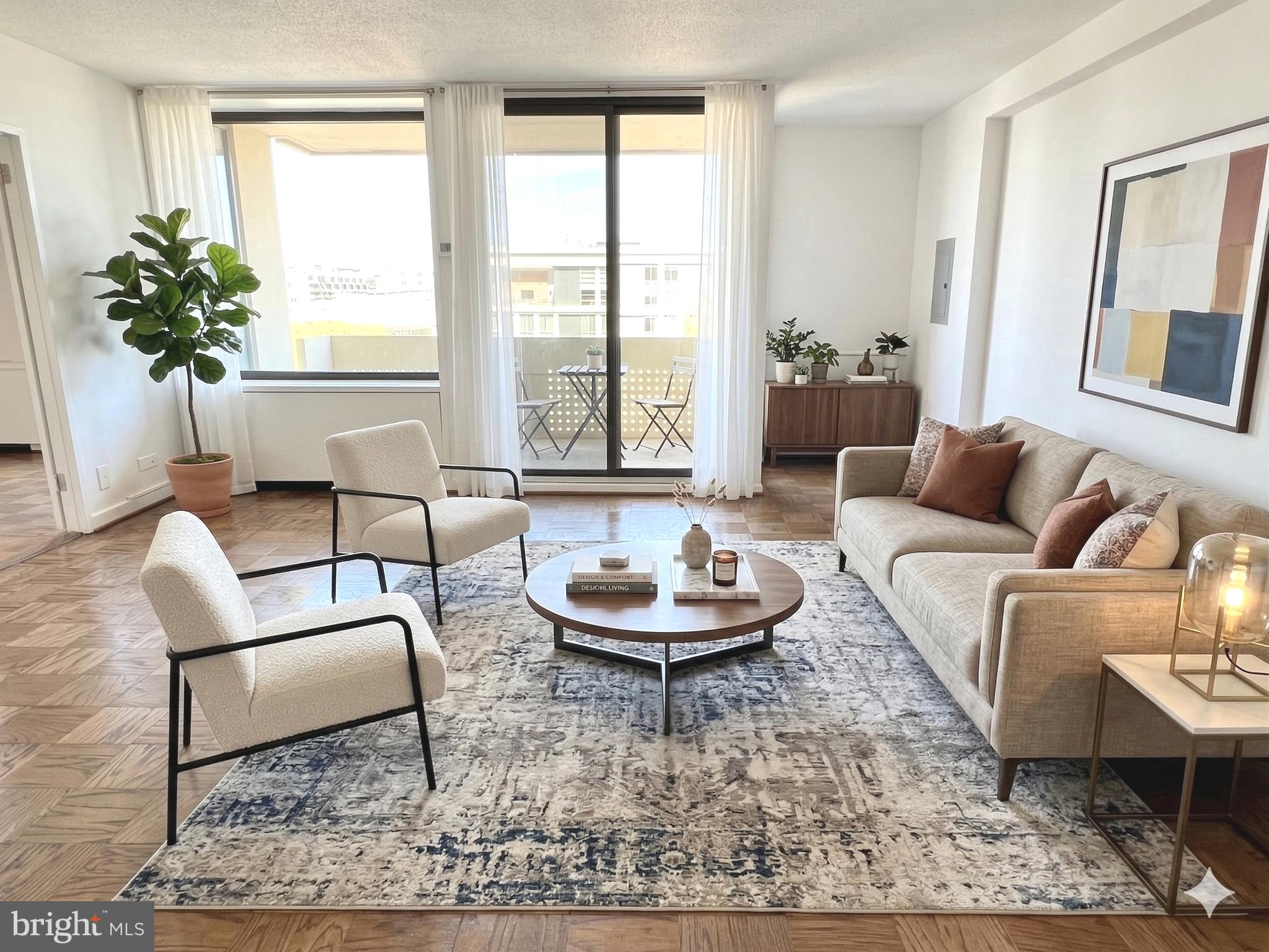490 M Street Southwest, Unit W602 Washington, DC 20024 - Photo 3 of 24 a living room with furniture and a large window
