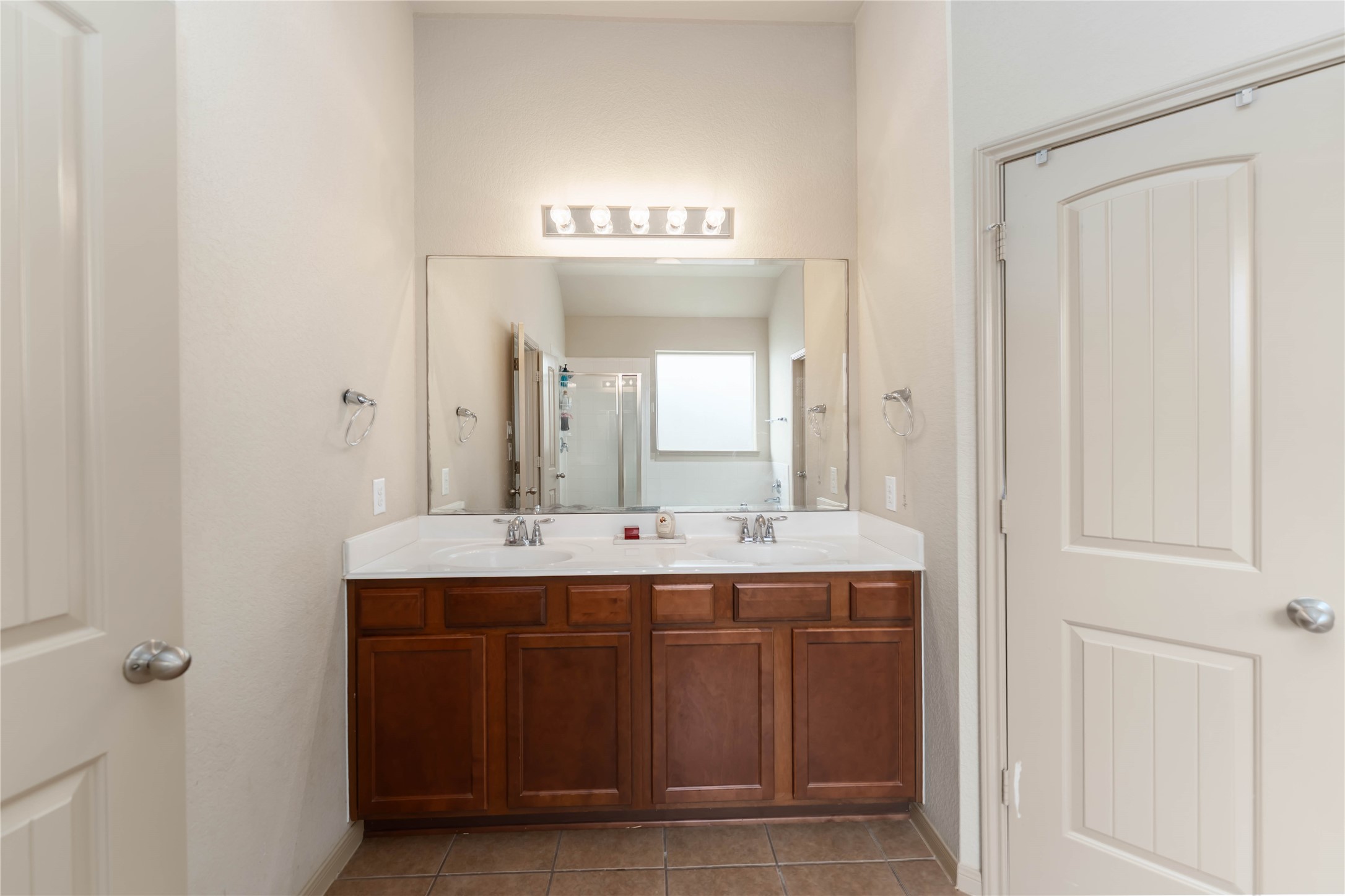 2502 Tiger Eye Drive Rosharon, TX 77583 - Photo 15 of 29 This bathroom features a spacious double vanity, a large mirror creating a bright and inviting space.