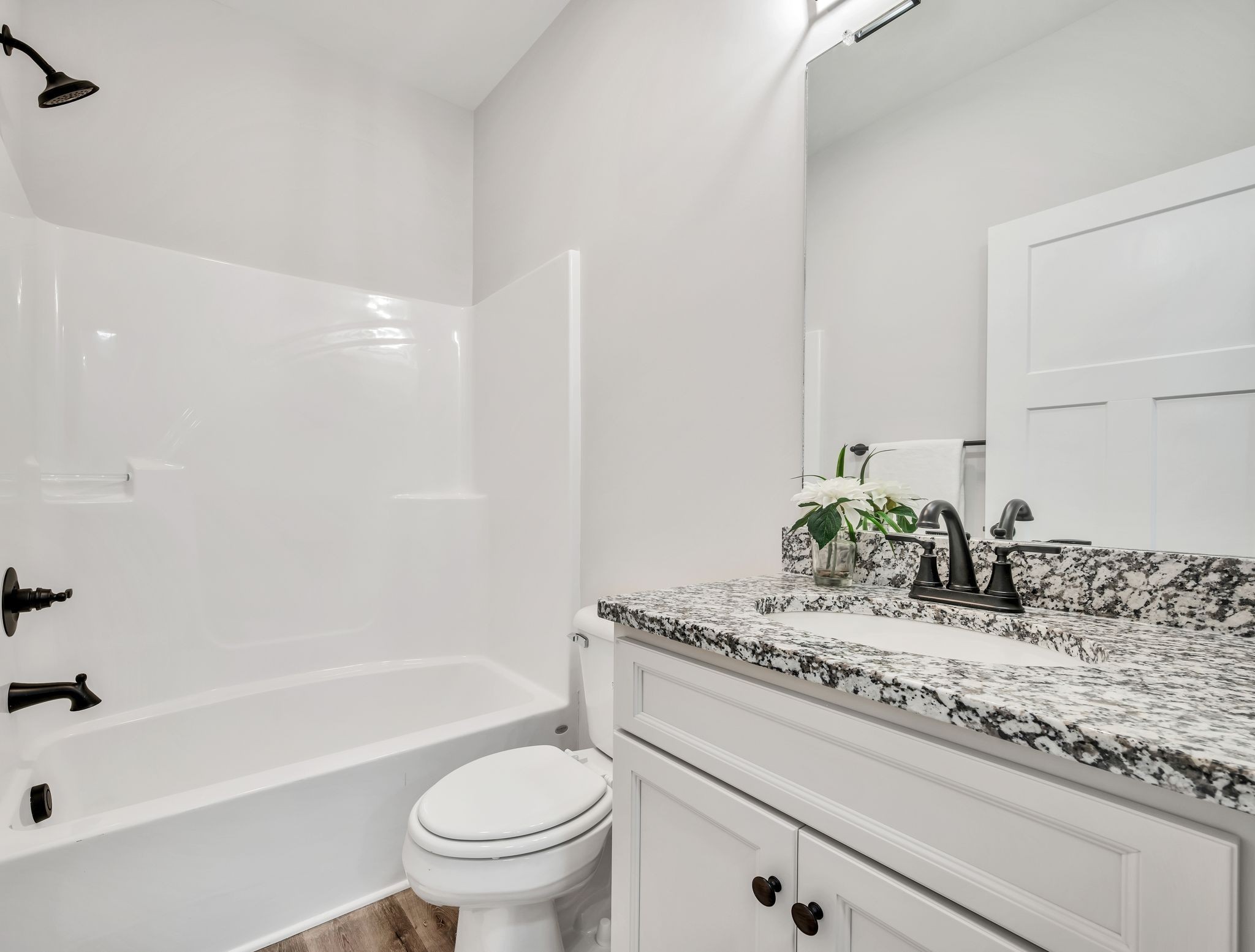 317 Lewis Hollow Road Dickson, TN 37055 - Photo 21 of 30 a bathroom with a granite countertop sink a toilet a mirror and bathtub