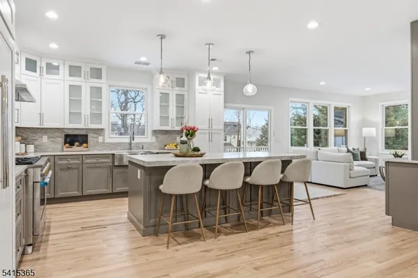 a kitchen with lots of counter top space