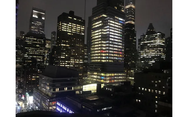 a view of tall buildings