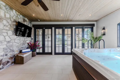 a living room with furniture