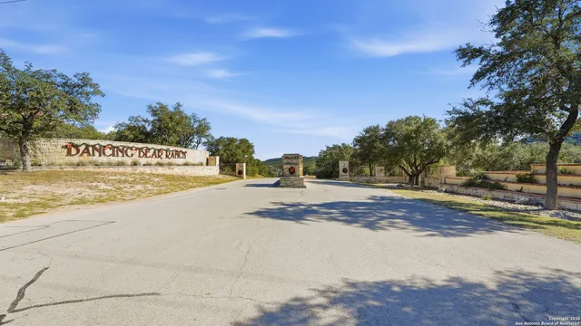 an aerial view of a house with a yard and large trees