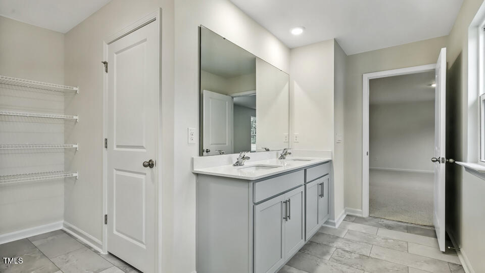 817 Comice Pear Way Willow Spring, NC 27592 - Photo 25 of 31 a bathroom with a sink and a mirror