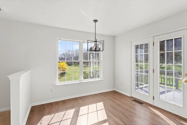 a view of a room with racks on the wall