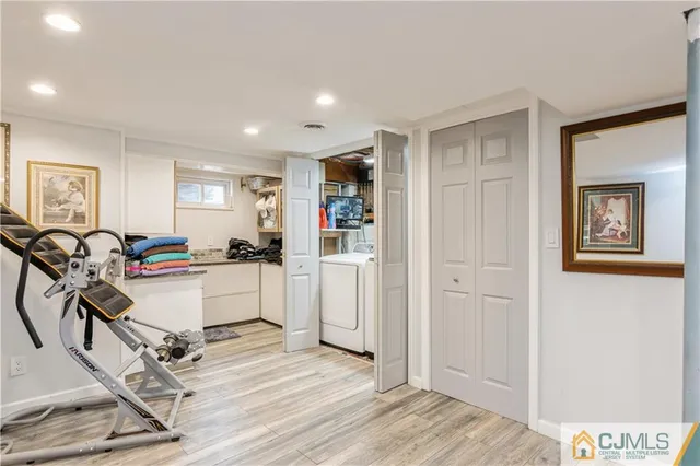 a view of a room with gym equipment