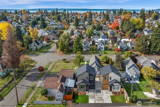 an aerial view of multiple house