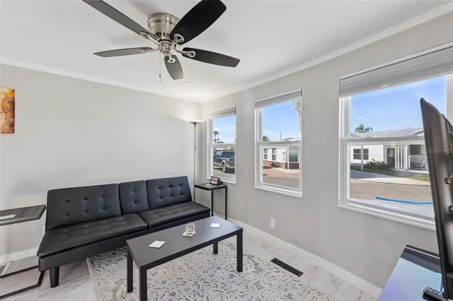 a living room with furniture