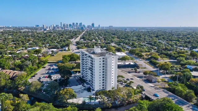 a view of a city with tall buildings