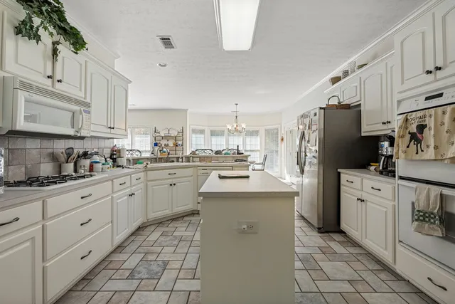 a kitchen with cabinets stainless steel appliances and a potted plant