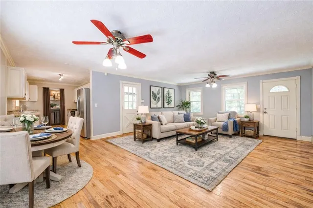 a living room with furniture