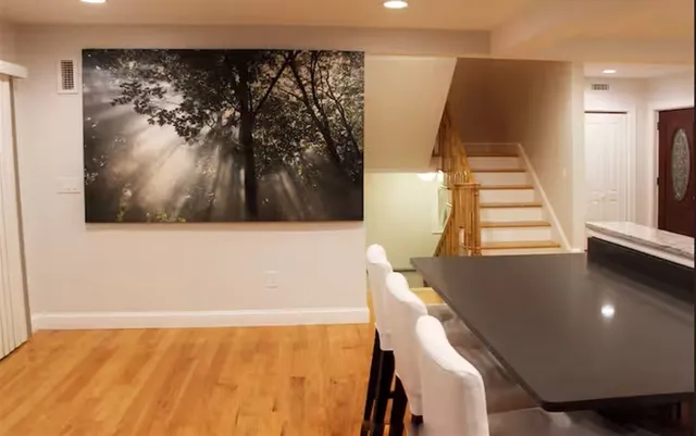 a view of a living room with a couch