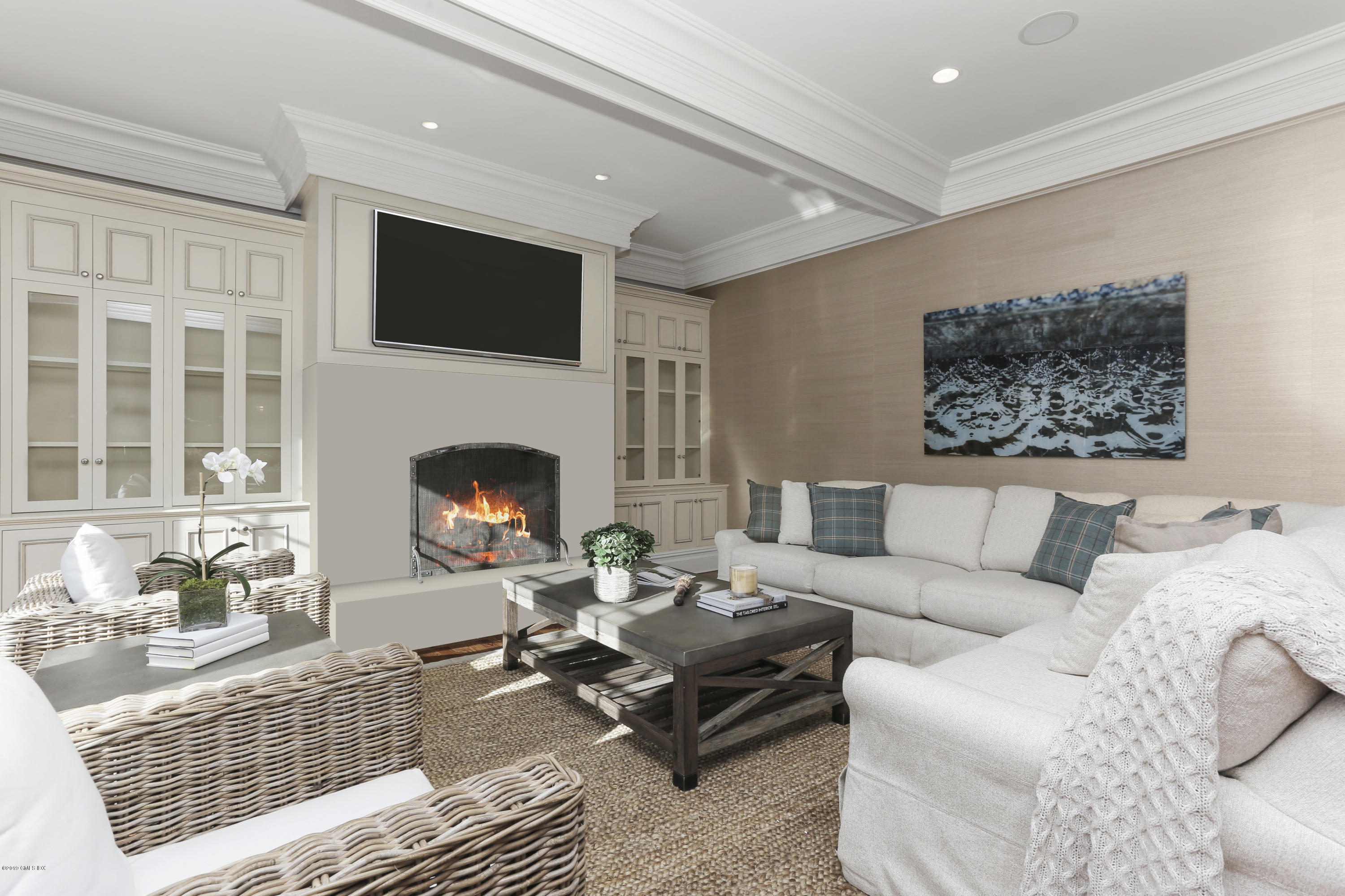 10 Andrews Road Greenwich, CT 06830 - Photo 9 of 29 a living room with furniture window and a fireplace