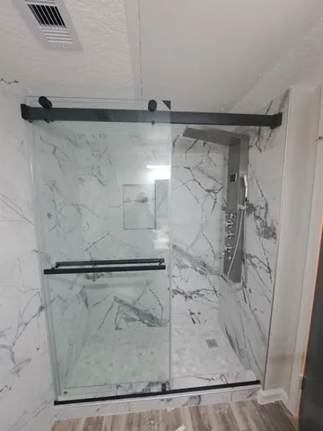 a bathroom with a shower