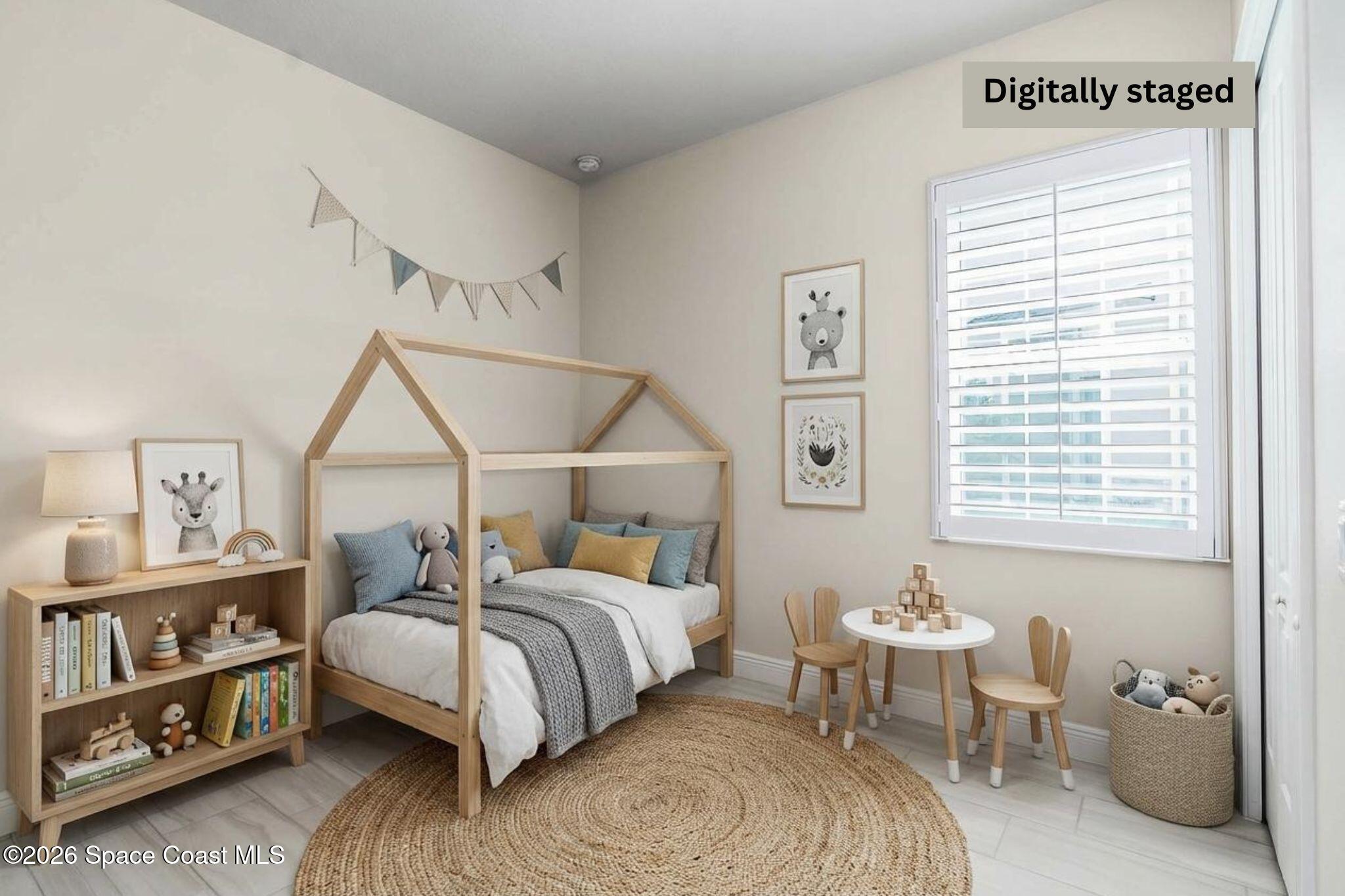 7929 Cache Crk Lane Melbourne, FL 32940 - Photo 33 of 45 a bedroom with a bed and a wooden floor