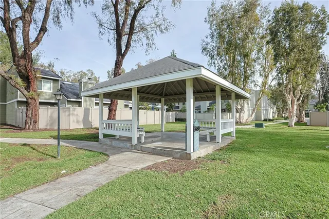 a view of a park with slide