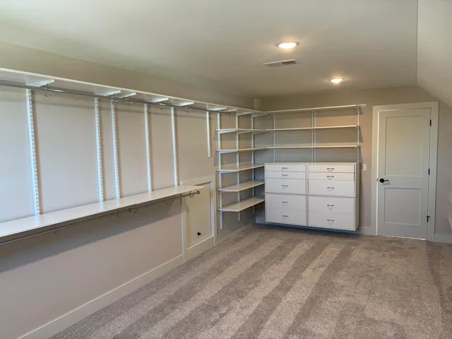 a view of an empty walk in closet