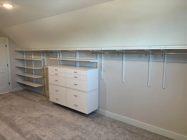 a close up view of a closet