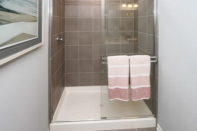 a bathroom with a bath tub