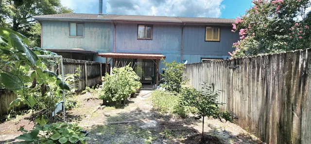 a view of a backyard with plants