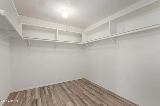 a view of an empty walk in closet
