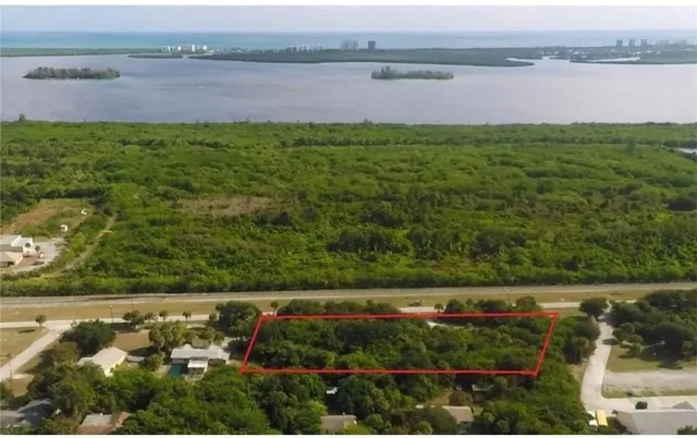 a view of a lake with a city