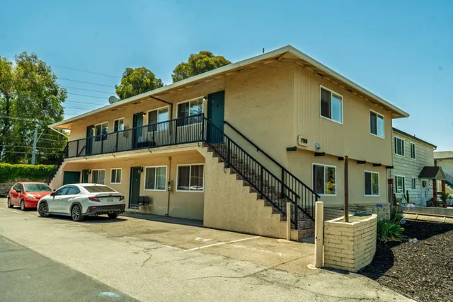 a car parked in front of a building