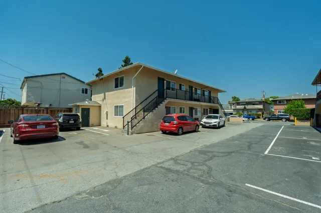 a car parked in front of a building