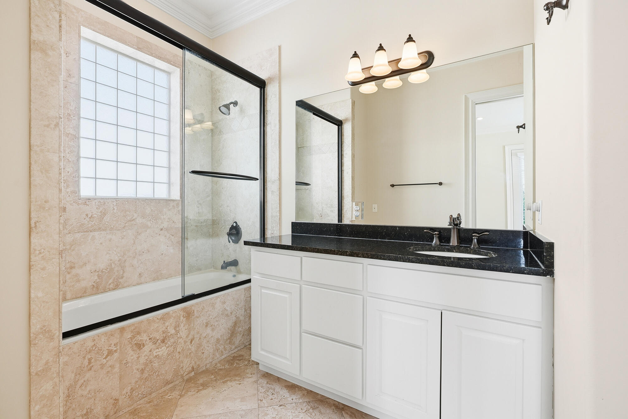 156 Palmeira Way Santa Rosa Beach, FL 32459 - Photo 33 of 58 a bathroom with a granite countertop sink mirror and a bathtub
