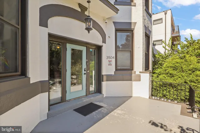 a front view of a house with a plants