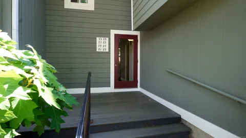 a view of wooden door