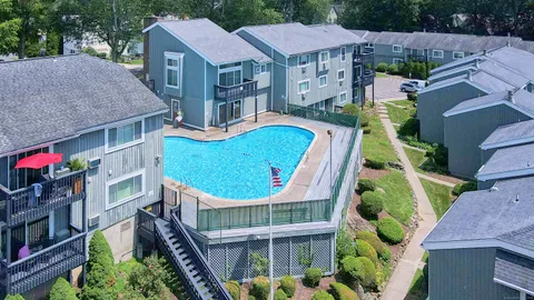 an aerial view of a house