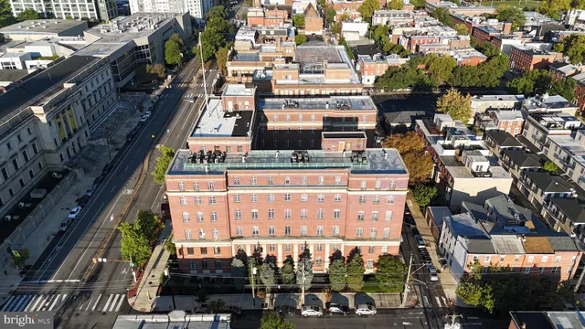 an aerial view of a building