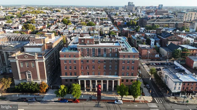 a city view with tall buildings