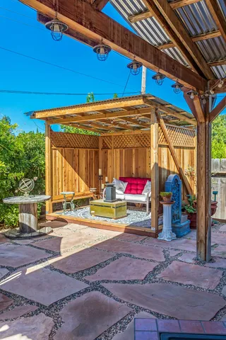 a patio with an outdoor space