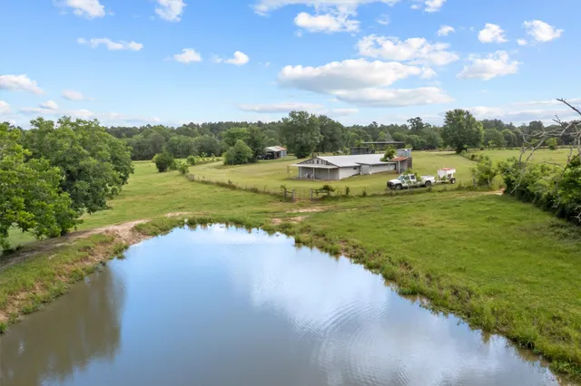 a view of a lake from a yard