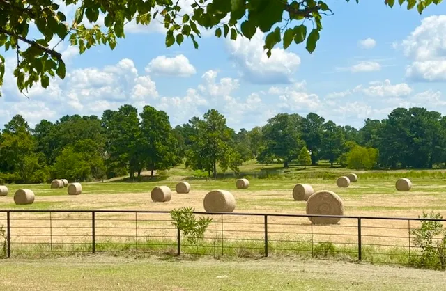 a view of a swimming pool with an outdoor seating