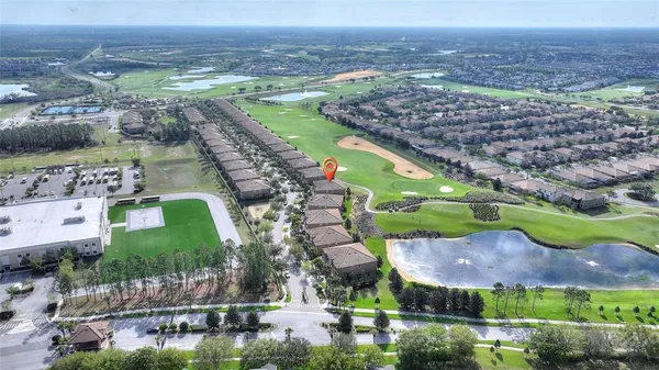an aerial view of a house