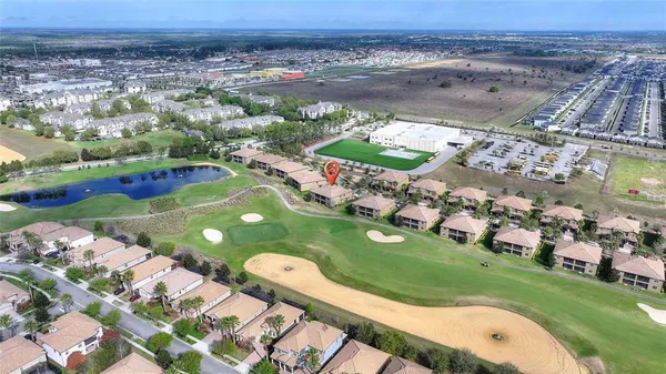 an aerial view of a house