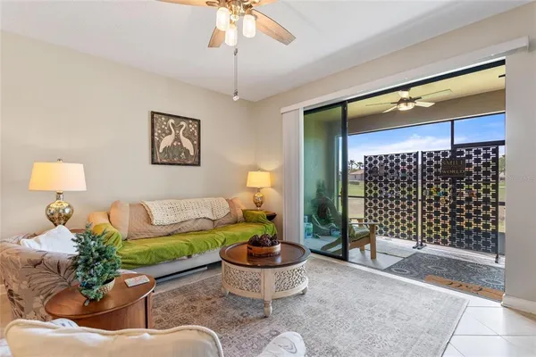 a living room with a couch and a table