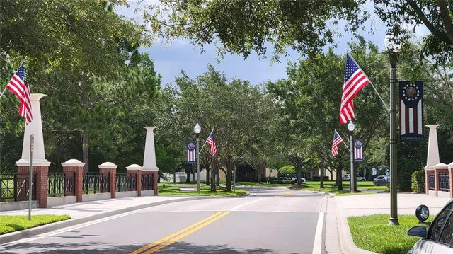 a view of a park with plants and trees