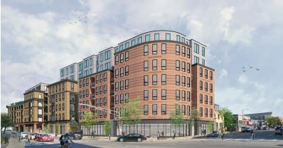 a front view of a building