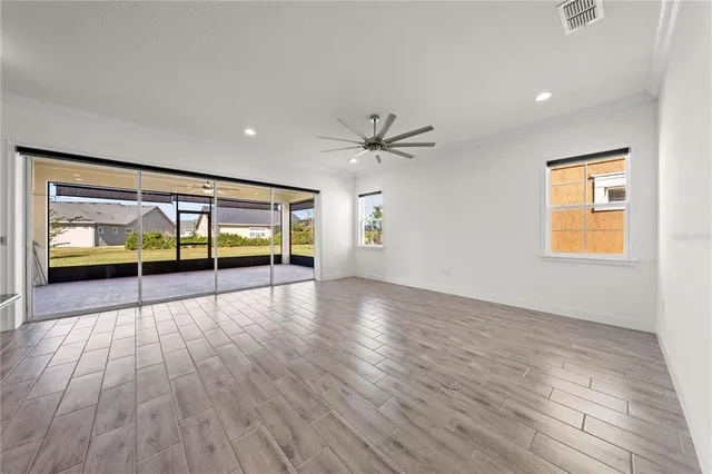 a view of a room with racks on the wall