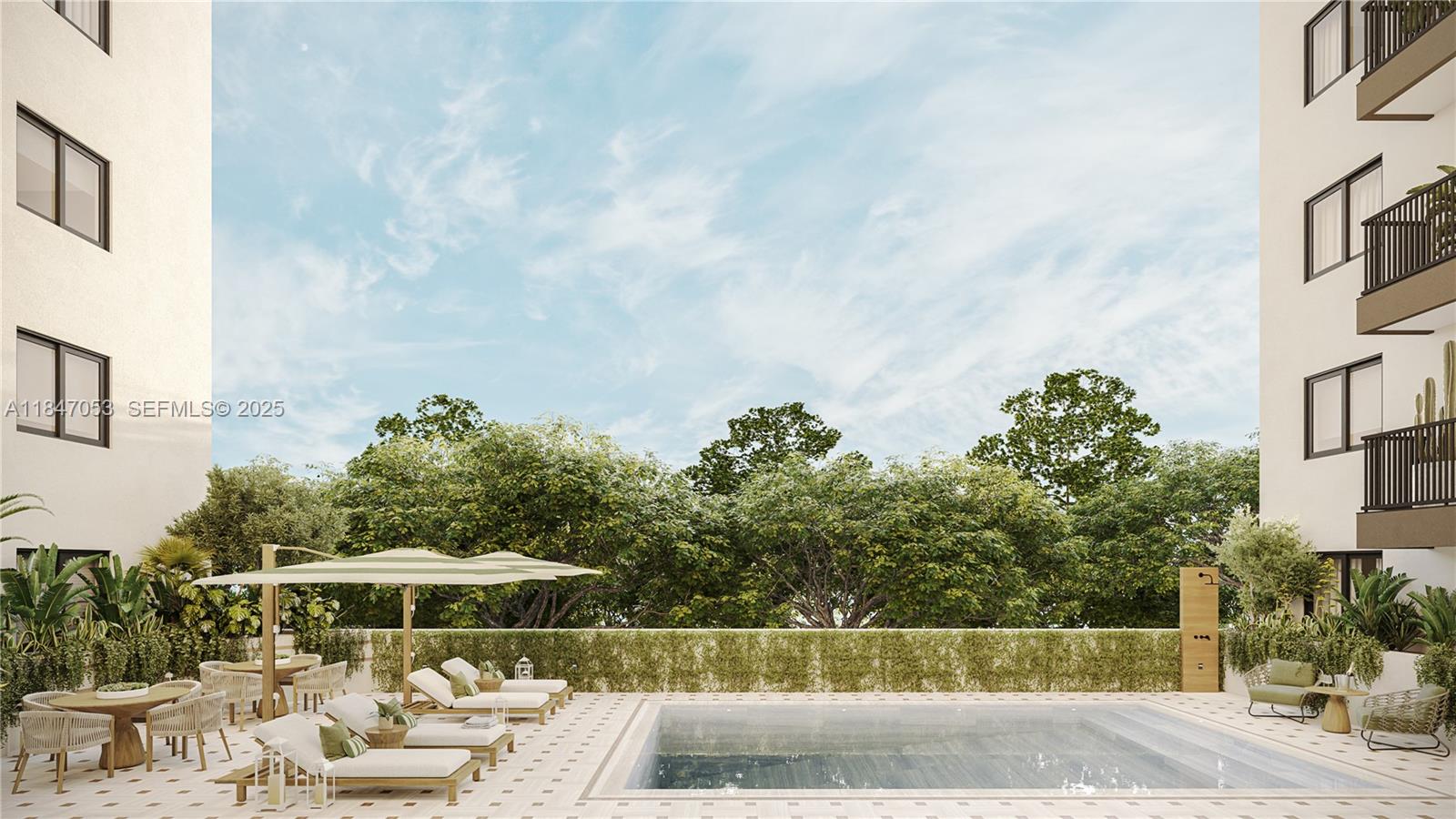 758 Northwest 2nd Street, Unit 503 Miami, FL 33128 - Photo 10 of 16 a view of backyard with swimming pool and outdoor seating