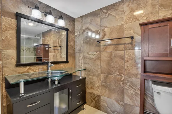 a bathroom with a shower