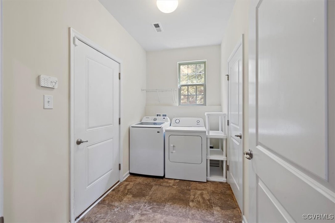 5801 Riverside Trail Richmond, VA 23225 - Photo 19 of 35 Laundry area featuring washer and dryer and dark s