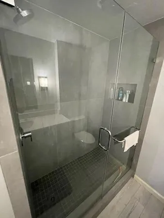 a bathroom with a shower
