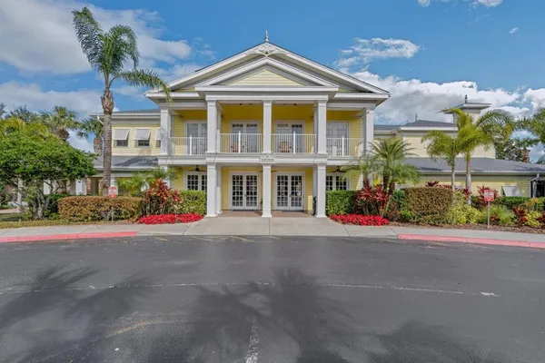 front view of a building with a street