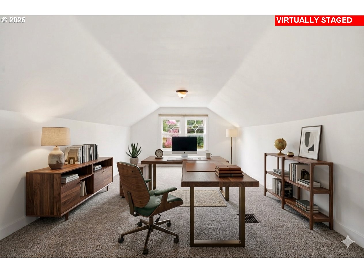 1804 Division Street Camas, WA 98607 - Photo 5 of 43 a workspace with furniture and wooden floor